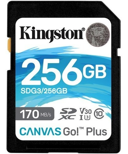 Cartão Memória Sd Xc Kingston 256gb Canvas Go Plus 170mb/s