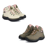 Kit Bota Coturno Adventure Feminina Infantil/adulto Conforto