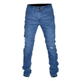 Jeans Pantalon Ferrato Hombre Mezclilla Azul Claro Rasgado