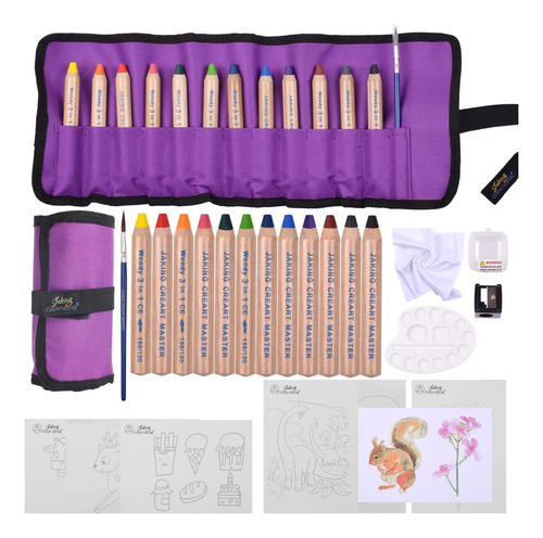 All In One Woody 3 1 Jumbo Color Pencil Set|12 Color Ch...