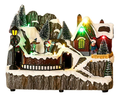 Figura Navideña Con Forma De Casa De Pueblo Con Luz Led, Set