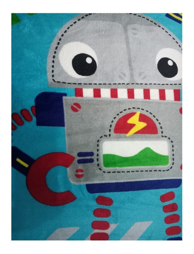 Cobertor Cobija Para Bebe Niño Robot Con Borrega 