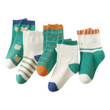 5 Pares De Calcetines Redondos Para Niños De Algodón Suave C