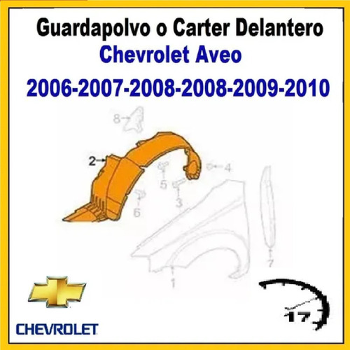 Guardapolvo Guardabarro Delantero  Chevrolet Aveo 2006 2010 Foto 3