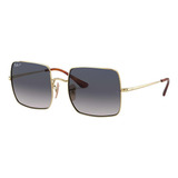 Óculos De Sol Polarizados Ray-ban I-shape Square 1971 Classic Large Armação De Metal Cor Polished Gold, Lente Blue/grey De Cristal Degradada, Haste Polished Gold De Metal - Rb1971