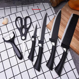 Cuchillos De Acero Set De 6 Piezas Mango Antideslizante Color Negro