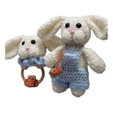 Set Conejos Sonajero +muñeco Plush Amigurumi Muñeco De Apego