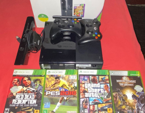 Xbox 360 Completo, 2 Controles Originais, Kinect E 4 Jogos