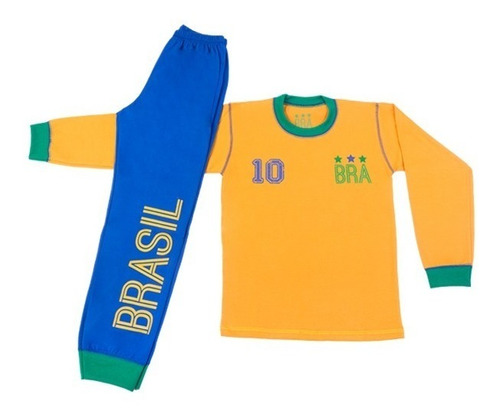 Pijama Jersey Brasil Equipo Futbol Niño Mundial 12 Al 16