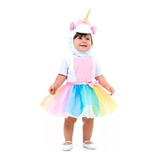 Fantasia Unicórnio Bebê Vestido Com Gorro E Chifre P 1 Ano