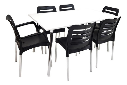 Mesa 1.40+4 Sillas+2 Sillones Diseño Cromado Comedor, Cocina