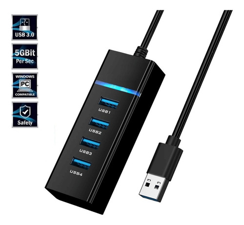 Hub Usb 3.0 4 Portas Usb Pc Impressora Notebook Celular