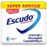 Jabón En Barra Escudo Antibacterial Protección Neutra 3 Barras De 110g