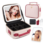 Geryuaeg Bolsa De Maquillaje De Viaje Con Espejo De Luz Led,