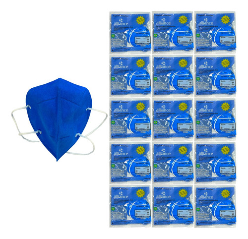 Kit 100 Máscara Respiratória Pff2 Sem Válvula Tipo N95 Azul