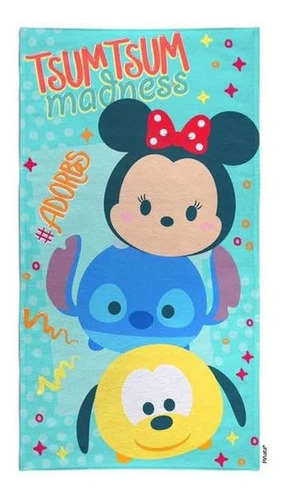 Toallon Infantil Piñata Algodón Tsum Tsum 70x130 Cm Disney Color Celeste Estampado