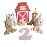 Animales De La Granja Kit  Adorno De Torta Porcelana Fria 