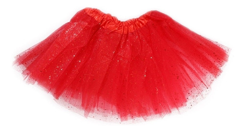 Tutu Pollera Brillos Rojo 30 Cm Bailarina Cotillon