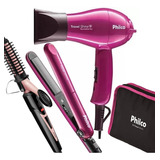 Secador De Cabelo Philco 1000w Prancha Mini Viagem Cacheador