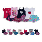 4 Conjunto Infantil E Juvenil Feminino Muitas Estampas