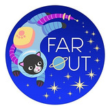 Far Out Gato Astronauta De La Etiqueta Engomada Del Gato