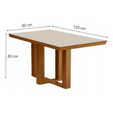 Mesa De Madeira Lottus 120cm Com Vidro Cinamomo/off White