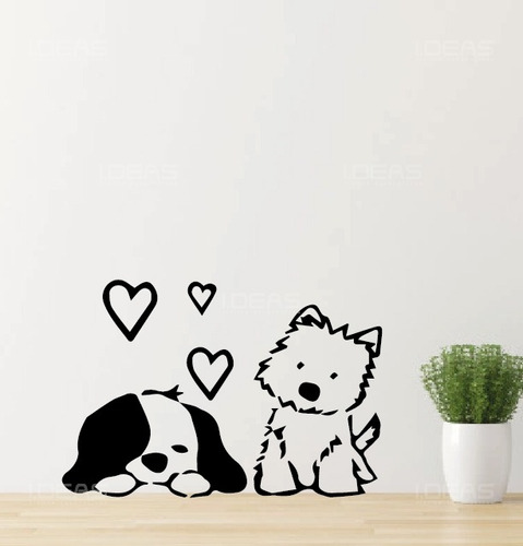 Vinil Decorativo Perros Corazones Pegatina Perros 