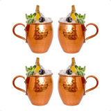 Caneca Moscow Mule Cobre 500ml Drinks Bartender Kit 4 Un