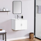 Vanity Flotante Polibi 24  Con Lavabo De Resina Blanca Y Alm