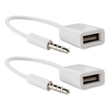 2 Piezas Usb 2.0 Hembra A 3.5 Mm Macho Estéreo Aux Audio