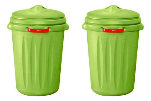 Set De 2 Cestos De Residuos Tacho Basura 25lts - Colombraro Color Verde