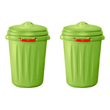 Set De 2 Cestos De Residuos Tacho Basura 25lts - Colombraro Color Verde
