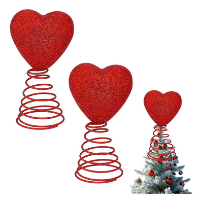 2 Piezas Adornos De Corazón Para Árbol De Navidad En Pvc Roj