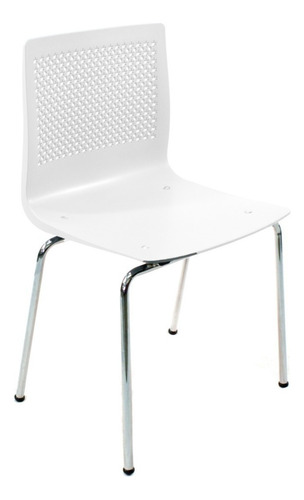 Silla Plástica Apilable Caño Cromado Cocina Comedor Hogar Anana De Fabrica - Estructura De La Silla Blanco