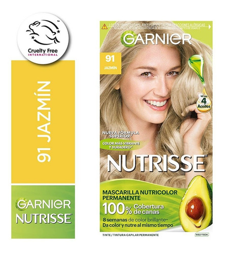 Kit De Coloración Permanente Garnier Nutrisse 4 Aceites Tono 91 Clásico