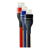 Cable Usb Soul Denim Para iPhone | Carga Rápida 2.4a Mallado Color Azul