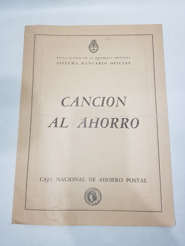 Antigua Partitura Canción Al Ahorro Caja Nacional Mag 59445
