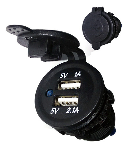 Cargador Toma Usb Doble Para Embutir Auto 12v 1a Y 2.1a