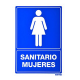 Señal Letrero Sanitario Mujeres Azul 25x36cm Surtek