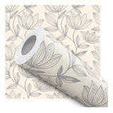 Papel De Parede Floral Bege E Cinza Sala Quarto Lavavel 10m