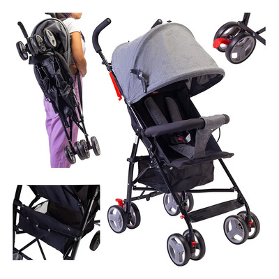Star Kids Carriola De Bastón Andrómeda Reclinable Color Gris\u002FNegra | Envío gratis