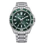 Reloj Citizen Promaster Diver Bn0199-53x Hombre Ts Color De La Correa Plateado Color Del Bisel Verde Color Del Fondo Verde
