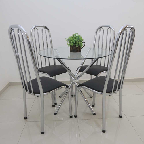 Conjunto Mesa Florença 90 Cm Com 4 Cadeiras Alta Quality Aço