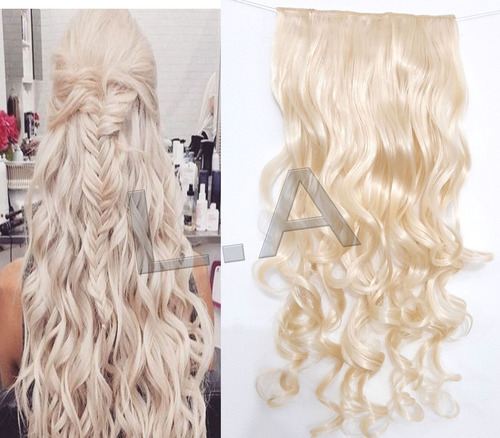 Aplique Cabelo Loiro Manteiga Platinado Iluminado Cacheado