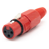 20 Conectores Xlr Canon Hembra 3 Pines Plastico Rojo Dmx Mic