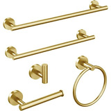 Set De 4 Piezas Para Baño Acero Inoxidable Dorado