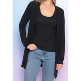 Conjunto Maria Paes Cardigan E Regata Preto