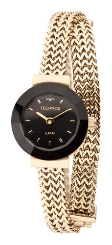 Relógio Technos Feminino Elegance Mini Dourado Cor Do Fundo Preto