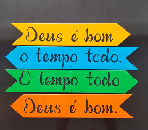 Placas Em Madeira Com Frase Jardim:  Deus É Bom O Tempo Todo