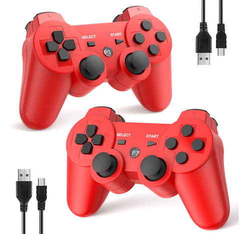 Control Bonacell Inalámbrico Compatible For Ps3 Rojo 2pcs